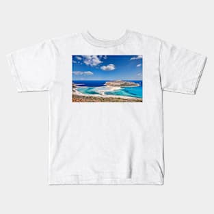 The unbelievable beauty of Balos Lagoon with Cap Tigani in Crete, Greece Kids T-Shirt